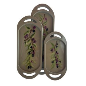 Sunum Tepsisi Zeytin Yaprağı Arka Planlı Hand Made